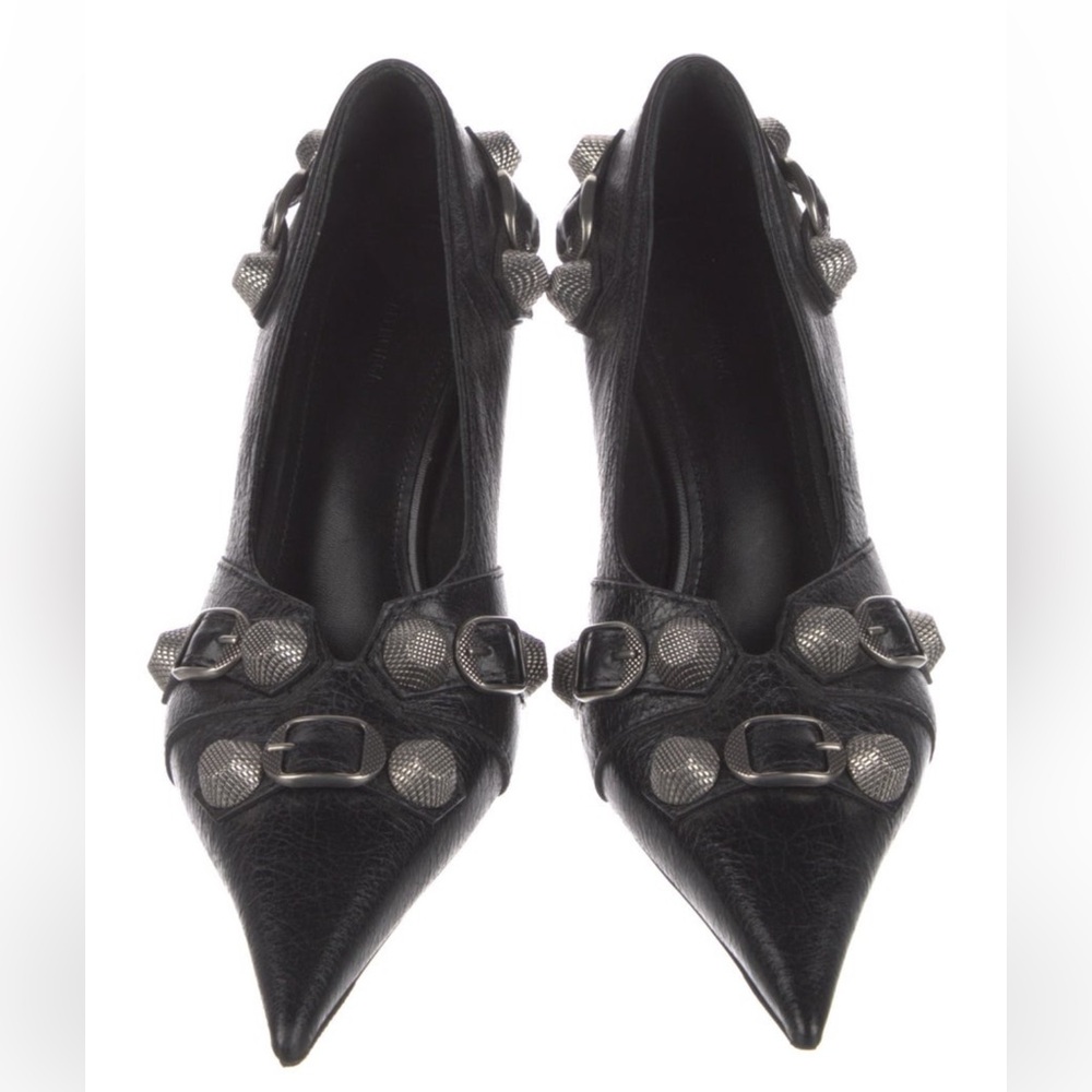 Balenciaga Cagole Leather Black Pumps with Buckle Straps